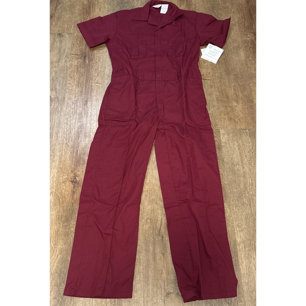 Walls Coveralls 40 Regular Maroon Short Sleeve Made In USA NEW Hard To Find